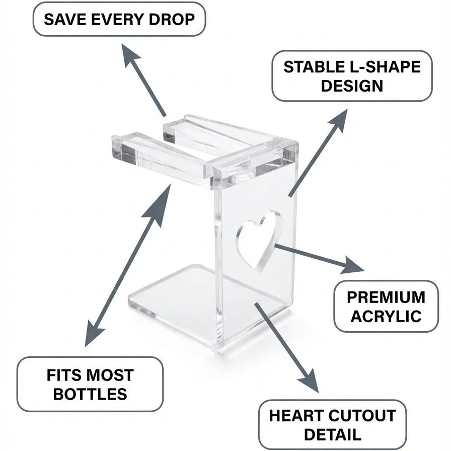 1Pc Acrylic Nail Polish Inverted Holder Heart Clear Nail Tool with Drip Prevention Professional Nail Salons & Gel Polish Storage