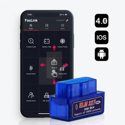 Mini Bluetooth ELM327 V2.1 Automotive OBD2 Diagnostic Tool Scanner Check Engine Code Reader For IPhone Free Update