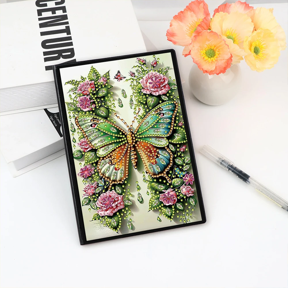 

50-Page A5 Butterfly Flower Diamond Painting Notebook for Adult Holiday Gift