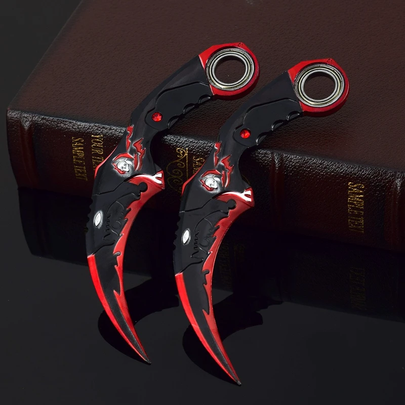 18 cm Draak Karambit Draaibare Legering Ambachtelijke Model Donkere Maan Dubbele Doorn Klauw Mes Gouden Draak wapens Training Messen Speelgoed jongen