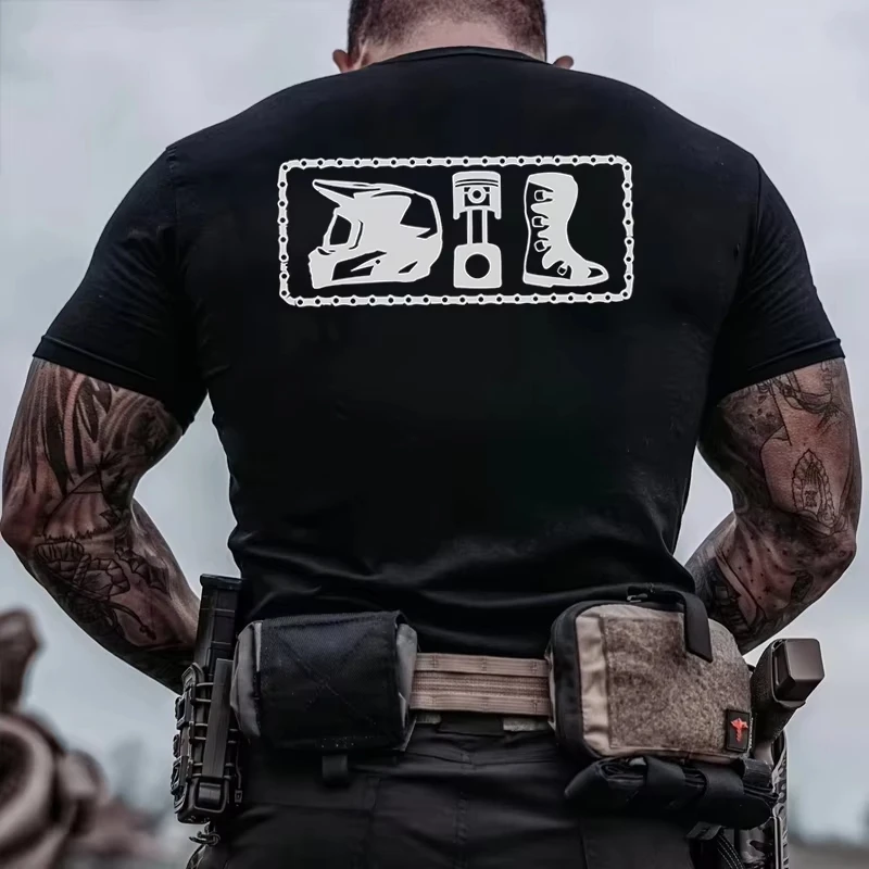 2026 off-road motorcycle equipment with off-road T-shirt print, men's and women's summer short-sleeved V-neck casual tops