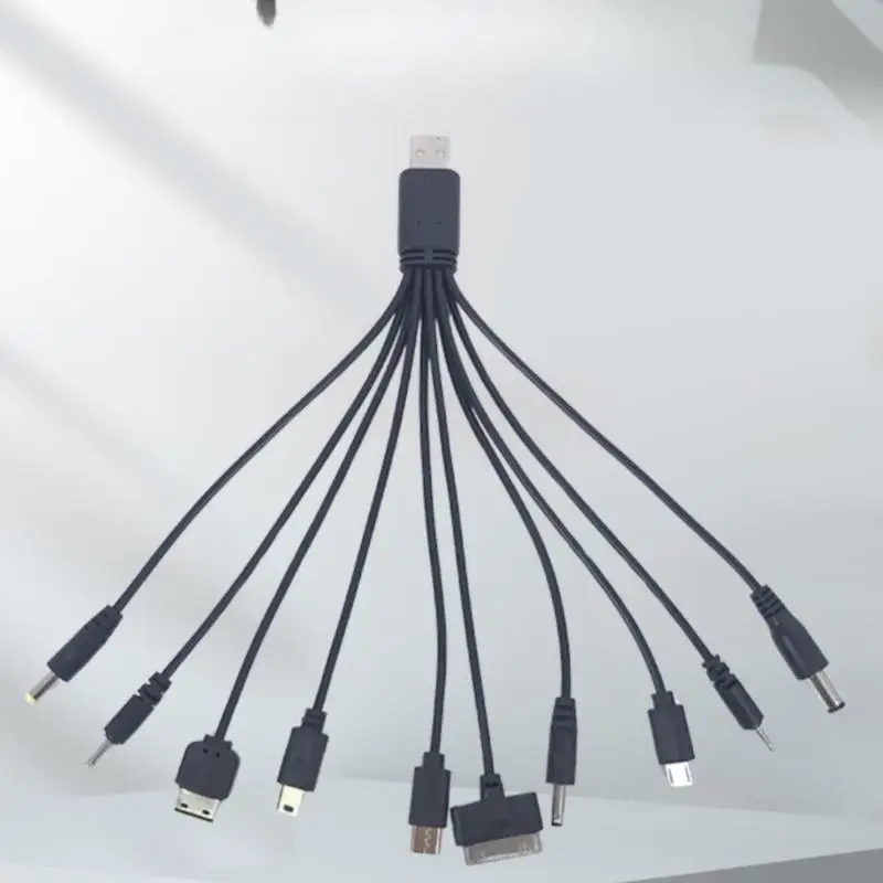 1Pcs 20cm Usb Power Charging Cable Wire Cord For Phone Universal 10 In 1 Micro USB DC Mobile Phone Charger Adapter Plug