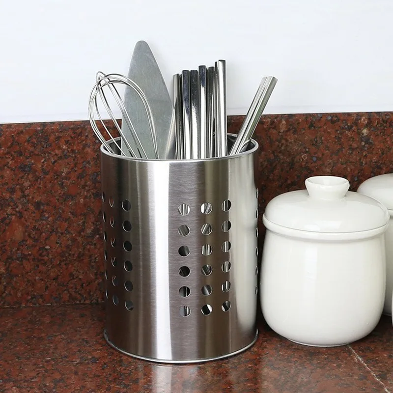 Stainless steel kitchen gadgets tableware chopsticks knife fork scissors clip hollowed out drain storage container