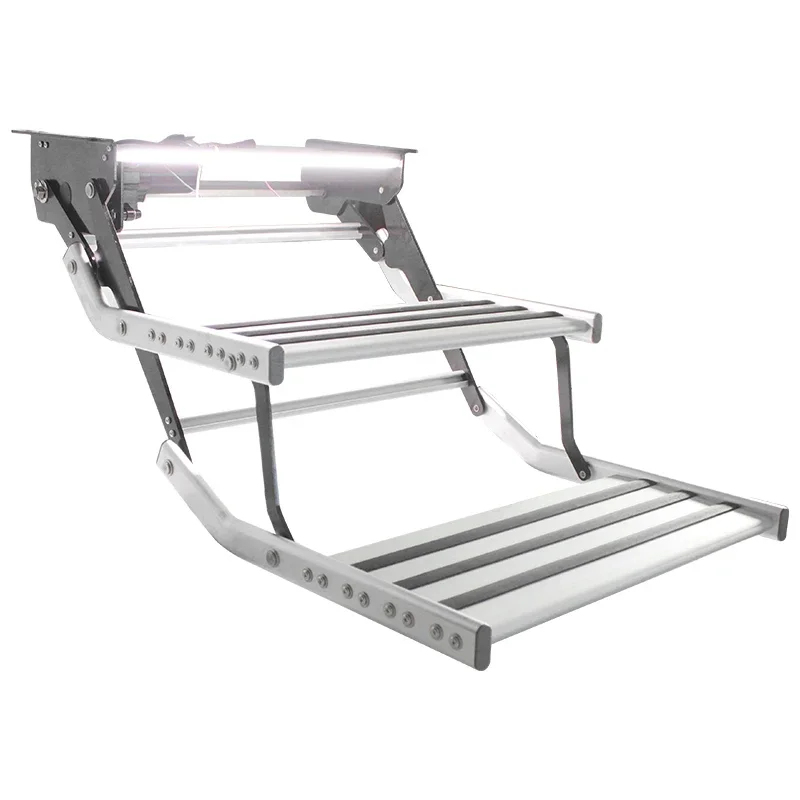 Premium Anti-slip High Strength Double Steps with Electric Control and LED Aluminum Caravan Camper Trailer RV Electric Steps
