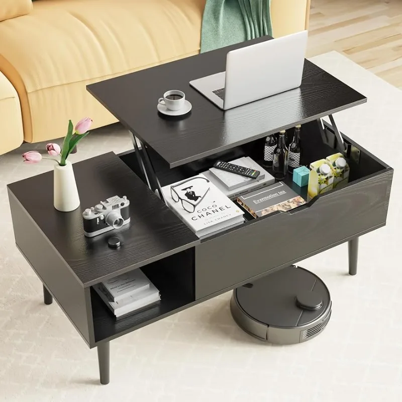 

Lift Top Coffee Tables for Living Room Apartment,Rising Tabletop Wooden Coffee Table Desk ，Storage Shelf and Hidden Compartment