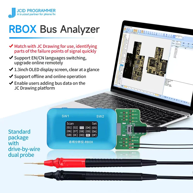 JC RBOX Bus Analyzer For Phone Android Quick Positioning Motherboard Signal Partial Faults Detection Repair BOX