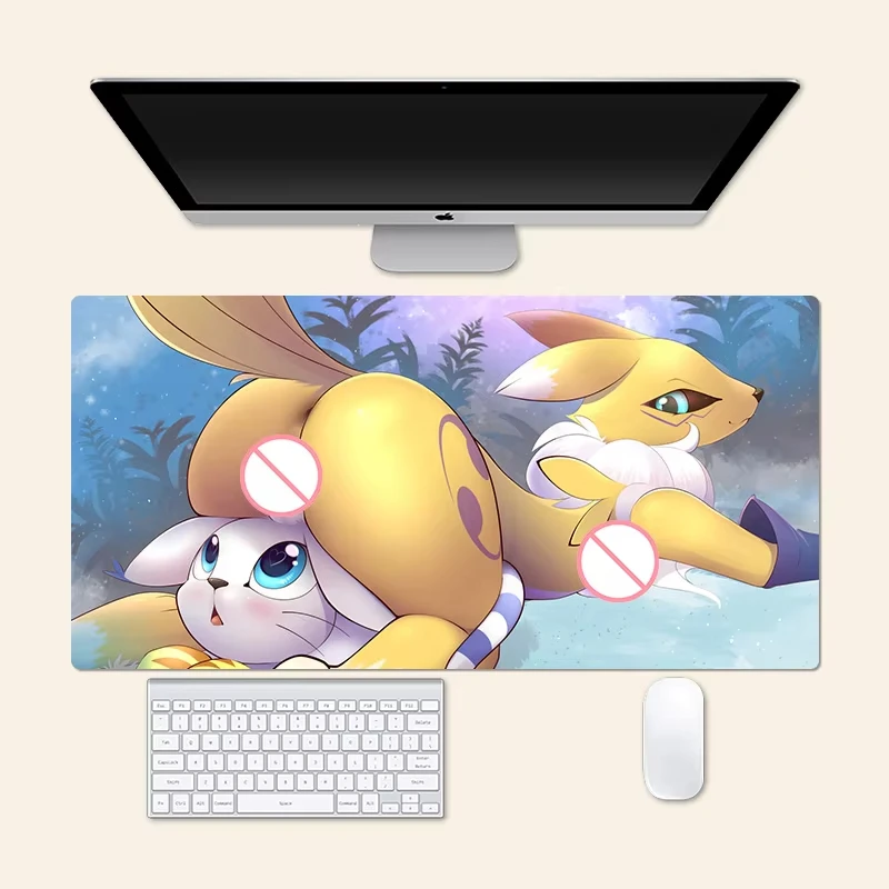 Furry Renamon Anime Large Mouse Pad Office Mousepad Creative Game Desk Mat Gift