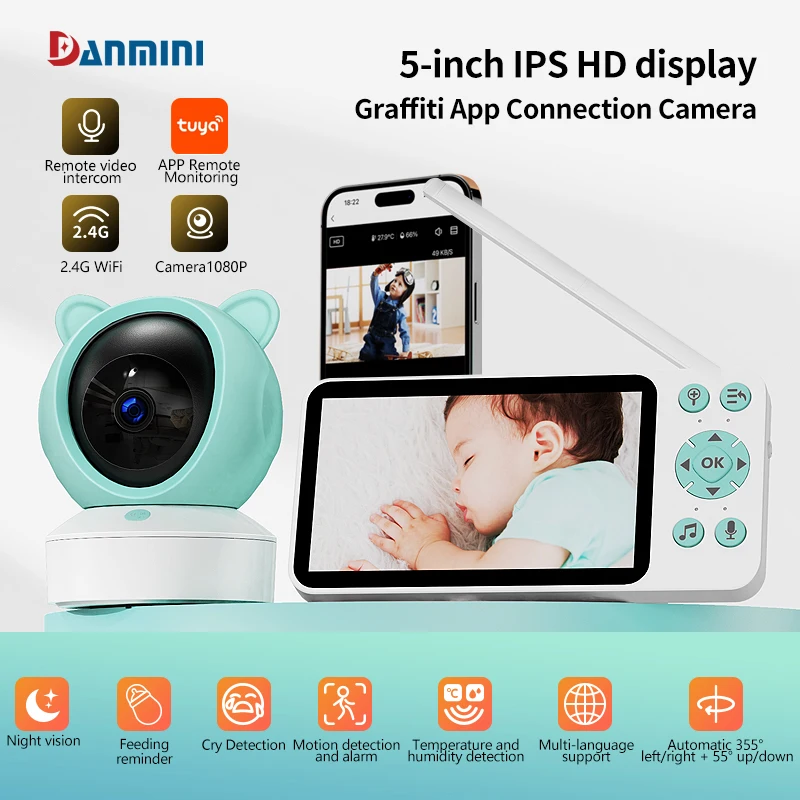 tuya inteligente wifi remoto video vigilancia intercom deteccao de som app controle vista audio video monitor do bebe camera 1080p 5 01