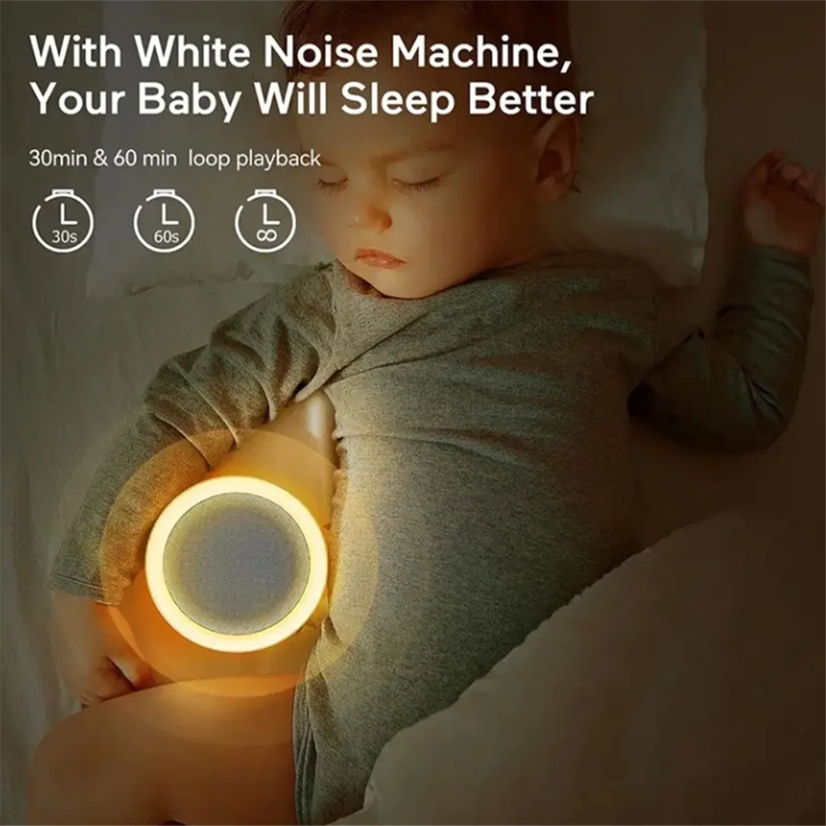 White Noise Machine Bluetooth-Compatible Speaker Rechargeable Timing Loudspeaker for Adult Baby Sleeping