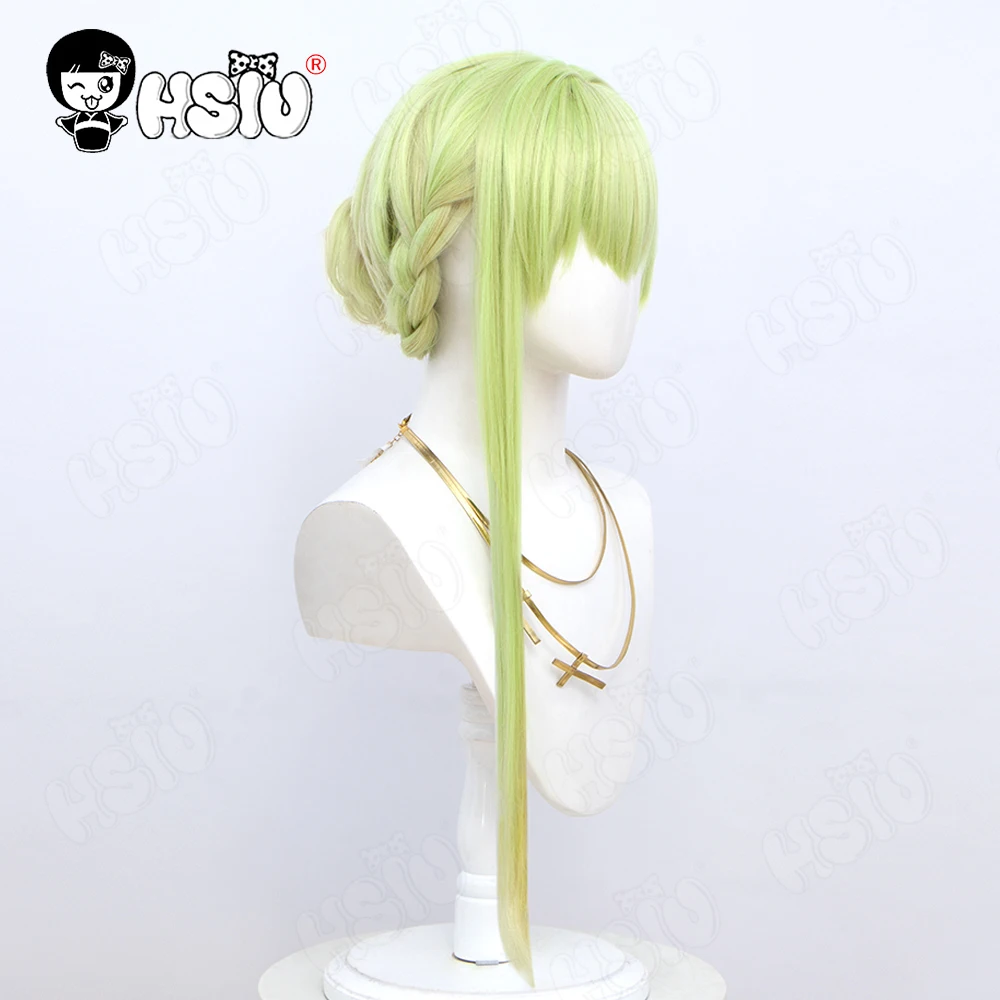생세실리아 코스프레 가발, 애니메이션 시로 세이조 투 쿠로 보쿠시 HSIU, 그린 옐로우 그라데이션, 긴 머리 합성 가발, 80cm