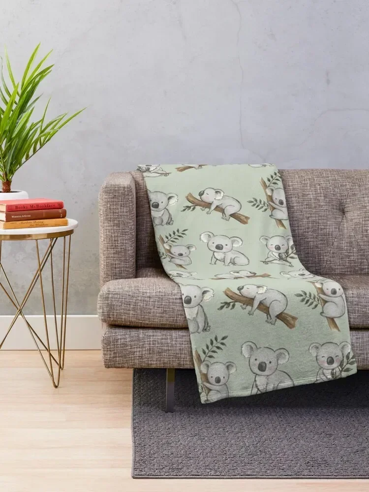 Aussie Animals: Cute Koalas Set Throw Blanket Summer Furrys Nap Blankets