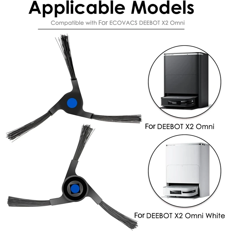 Piezas de repuesto de cepillos laterales para ECOVACS DEEBOT X2 Omni / X2 Pro / X2, accesorio de cepillo lateral de repuesto de aspiradora robótica