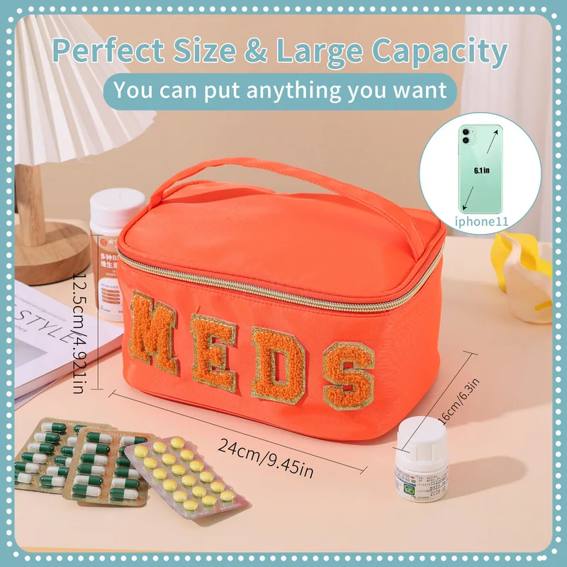 Embroidered polyester makeup bag, fashionable hand-held storage bag, large-capacity portable bag, high-value cosmetic bag