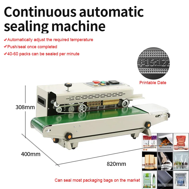 LY Automatic Continuous Sealing Machine Plastic Bag Package Heat Sealing Machine Printable Date