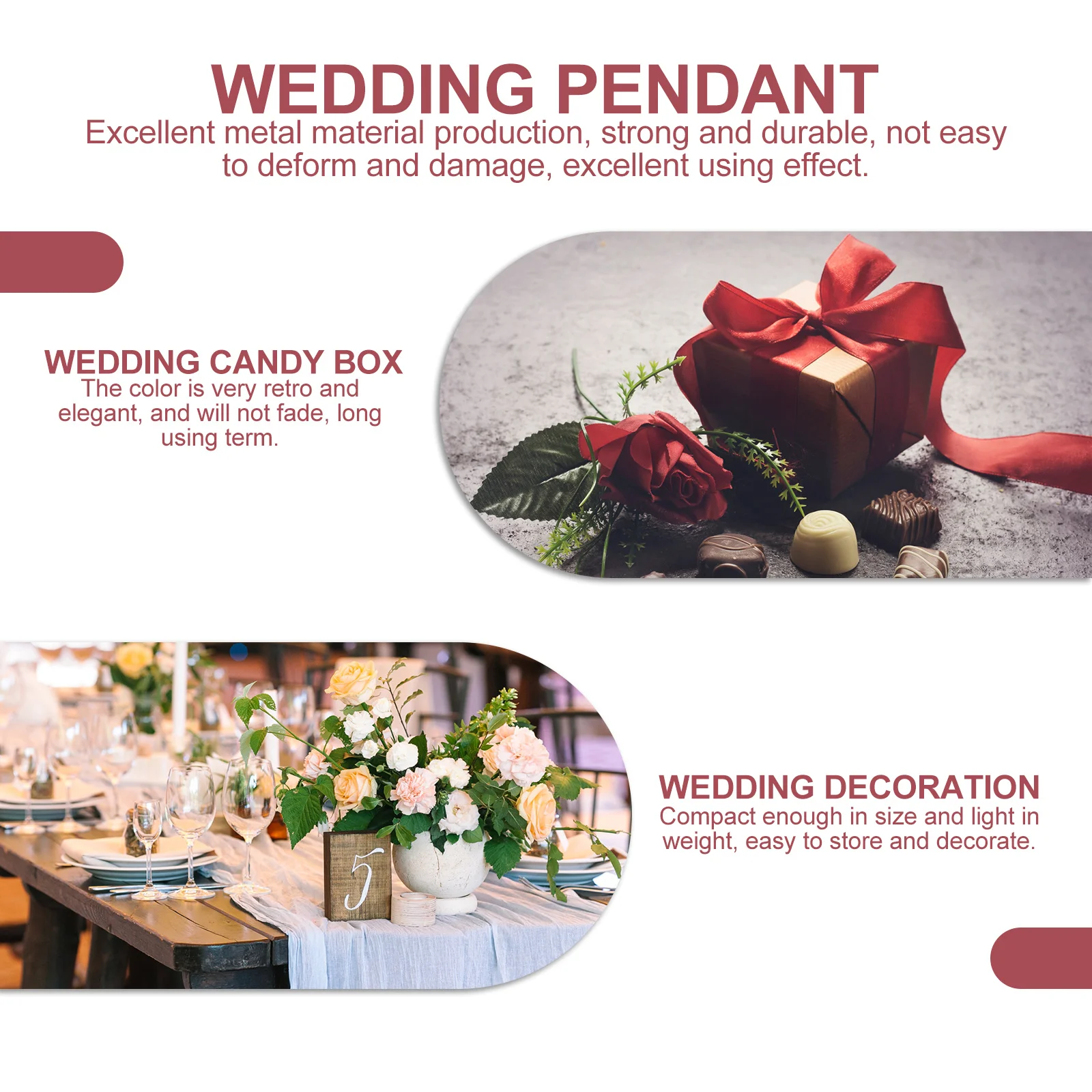 

60Pcs Wedding Pendant Alloy Charms Romantic DIY Decorative Hanging Wedding Craft Supplies Pendant