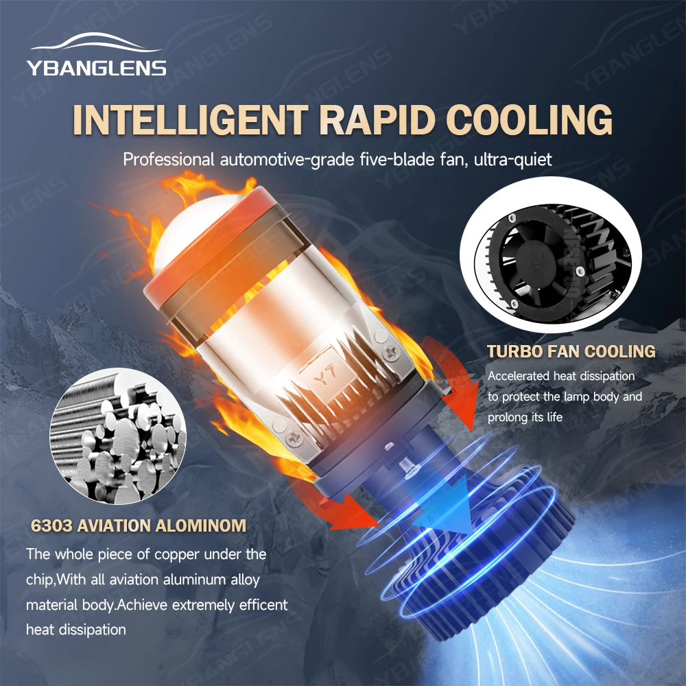 Y7 Y7D Y7S Bi LED H4 Car Headlight Bulbs Mini Projector Lens 30000LM 120W Canbus 6000K or Triple Color H4 Light Spotlight Hi/Low