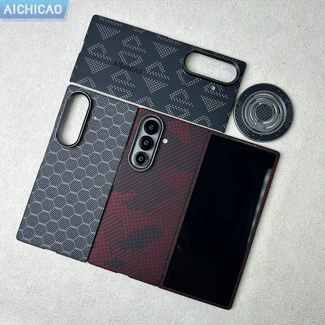 

ACC- Real Carbon Fiber Phone Case for Samsung Galaxy Z Fold7 Aramid Fiber Camouflage Red Ultra-thin Anti-drop Case