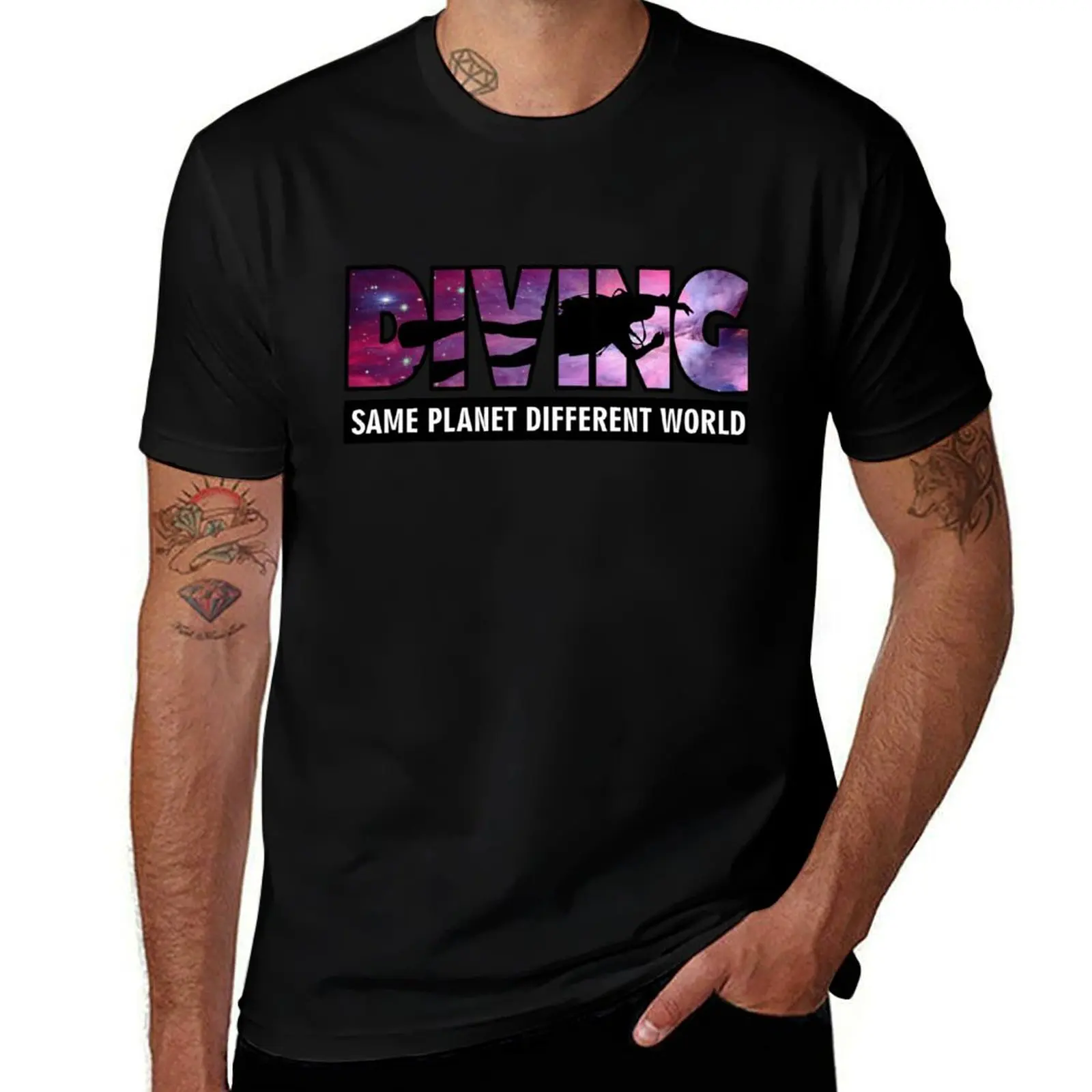 T-shirt de plongée sous-marine, Same Planet Different World, t-shirt fonctionnel décontracté à manches courtes