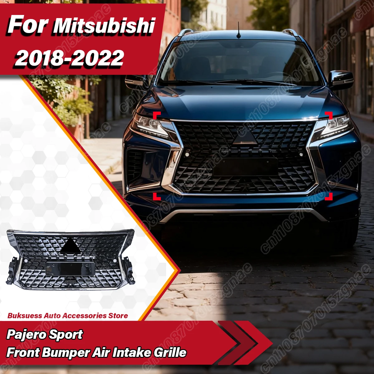 

For Mitsubishi Pajero Sport 2018 2019 2020 2021 2022 Car Front Bumper Air Intake Grille Off Road Vehicle Radiator Cover Body Kit