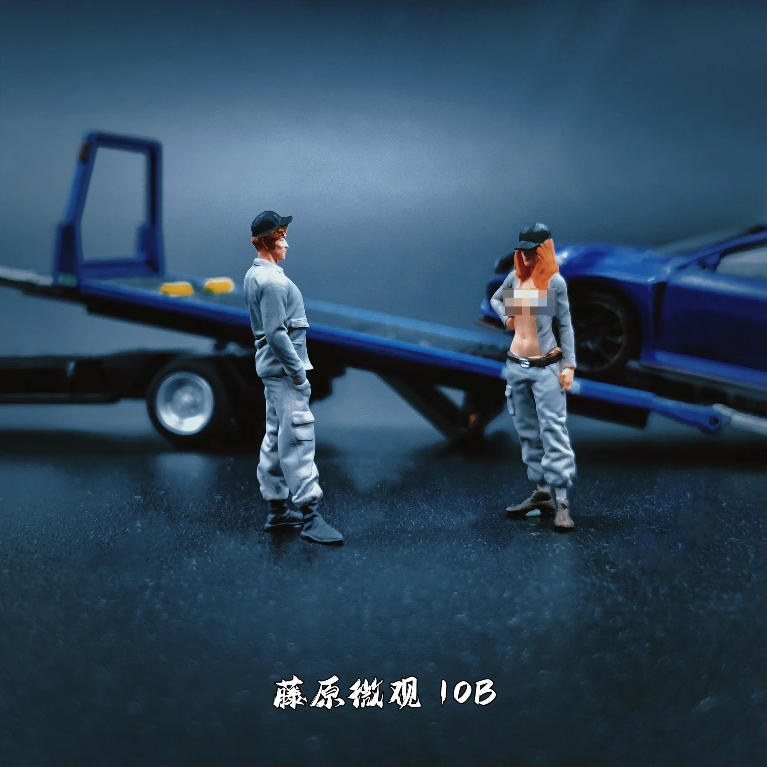 AoWu Fujiwara Miniature Diorama 1/64 Scale Figurines Model No.10B Two Modification Engineers Collection Miniature Hand-painted