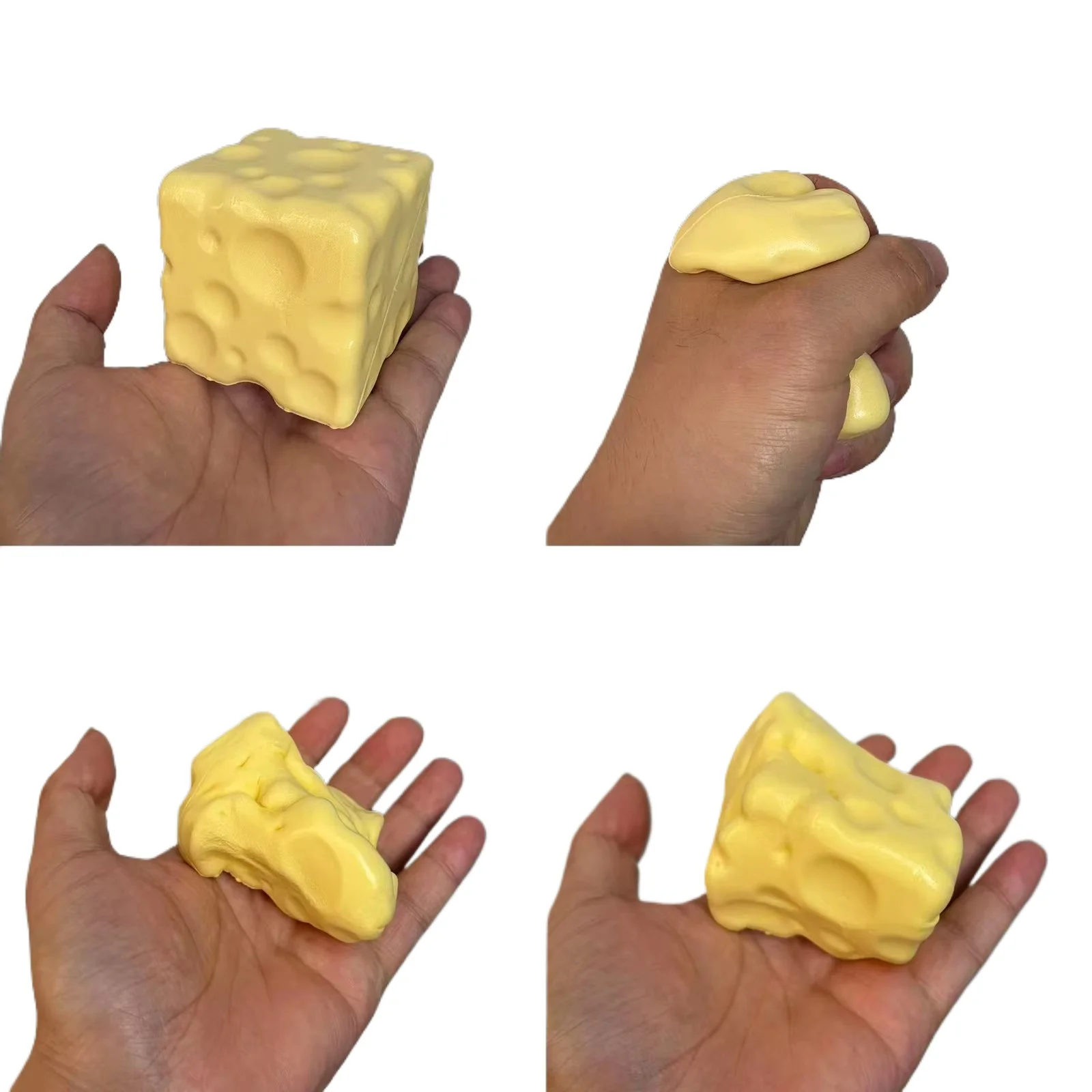 Simulated Cheese Cube Stress Ball Cheese Shapeable Squeeze Ball Fidget Adult Toy Sensory Anti Stress Festival Gift