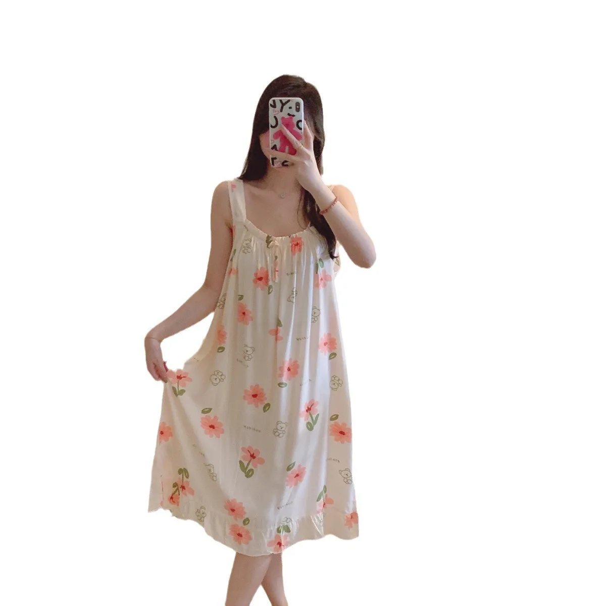 Sexy Plus Size Camisole Floral Print Woman Satin Nightgowns Nightdress Dresses Robe Lounge Lady Women Pijama Sleepwear Pajama Pj