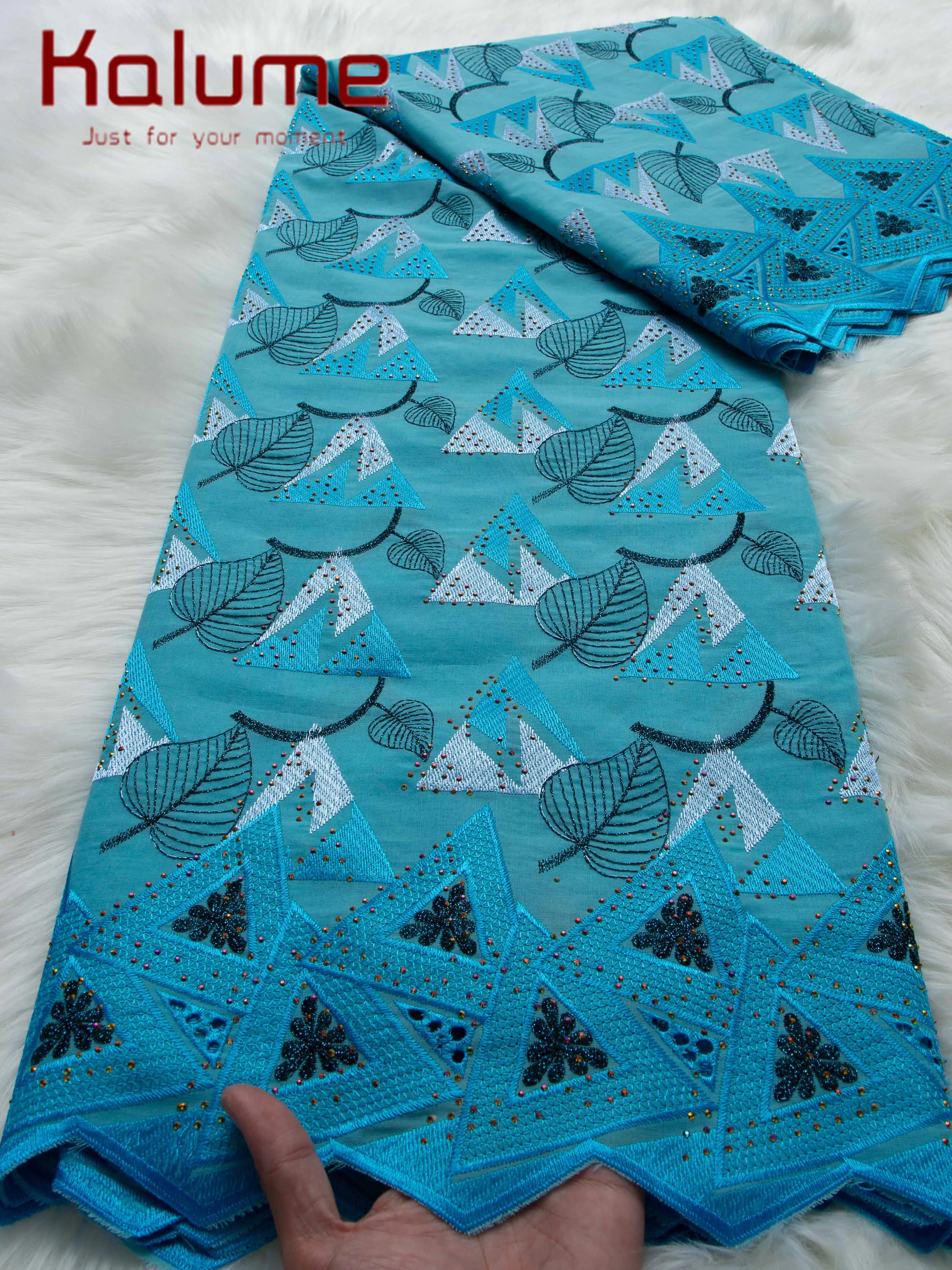 

Высококачественная хлопковая ткань Kalume Lace Swiss Voile 2026 с вышивкой, африканское кружево, 5 ярдов для пошива женских свадебных платьев