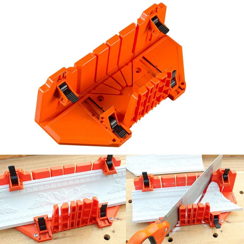 Wood Angle Cutting Saw Miter Box 12/14 inch Multifunction Woodworking Oblique Saw Ark Clamping Angle Cutting Mitre Box Hand Tool