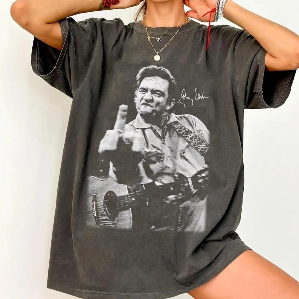 Camiseta Johnny Cash The Man in Black, Camiseta de Música Country, Camiseta de Rock, Camiseta Rockabilly para Homens e Mulheres, Para Todas as Estações
