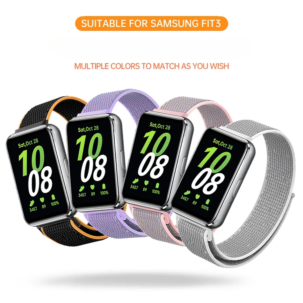 2024 New Nylon Woven Strap for Samsung Galaxy Fit3,Colorful Nylon Watchband Galaxy FIT3 Color Fashion Wristband