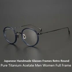 Japanese Handmade Pure Titanium Glasses Frame KMN139 Retro Round Classic Fashion Men Women Full Frame Myopia Eyeglasses Eyewear