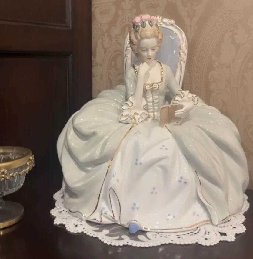 Modern Ceramic Ornaments Reading Western Beauty Figurines Decoration Home Room Statue Accessories Study Office Sculpture Crafts