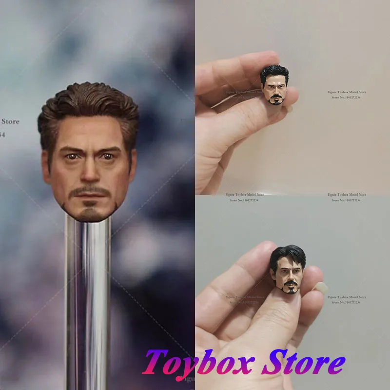 

1/10 Scale Tony Stark Mini Head Sculpt Marvel Iron Man Super Hero Simulation Carving Model Toys For 7" Male Action Figure Body