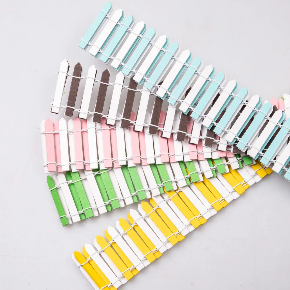 

Mini Colorful Wooden Fence Model Creative Simulation Small Fence DIY Garden Dollhouse Decor Landscape Handmade Crafts 1PCS