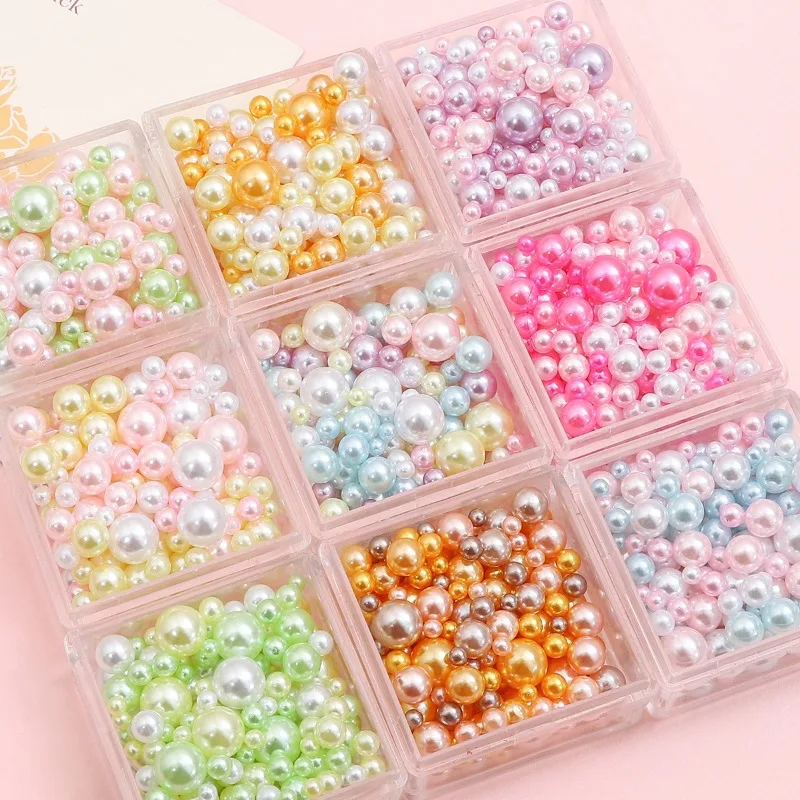 10g Random Mix 3-10mm No Hole ABS Imitation Pearl Bead For Vase Filler Makeup Brush For DIY Jewelry Making Decor