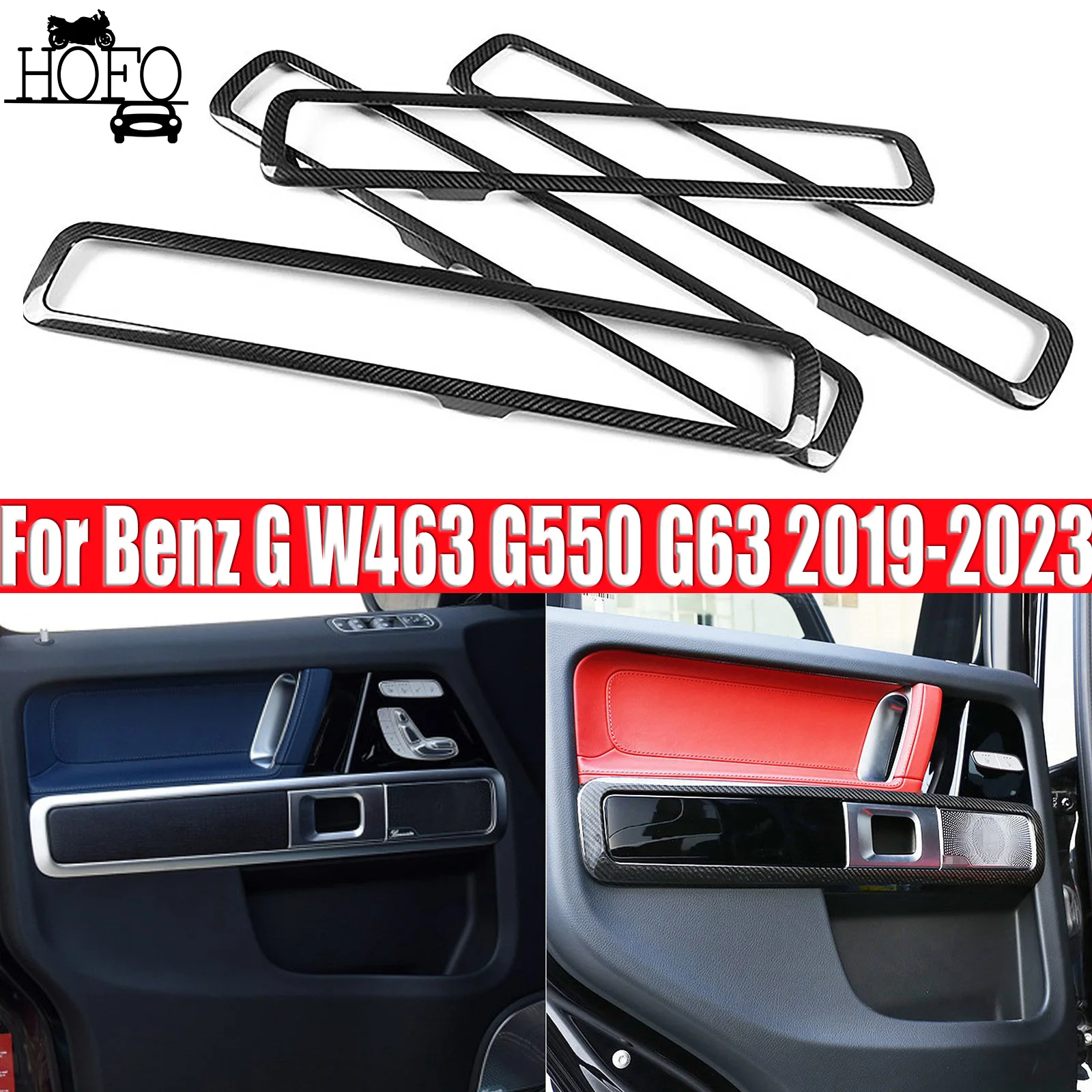 

For Benz G W463 G550 G63 2019-2023 Carbon Fiber Inner Door Handle Frame Cover Trim