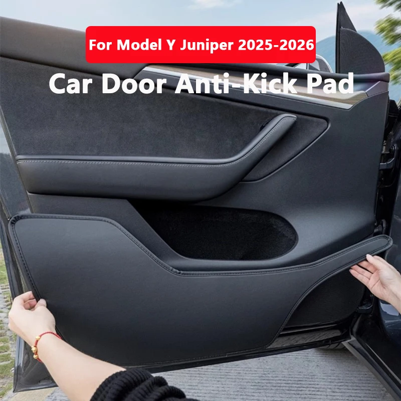 For Tesla Model Y Juniper Launch Car Door Anti-Kick Pads Leather Side Door Panel Protector Anti-scratch Car Interior Decoration
