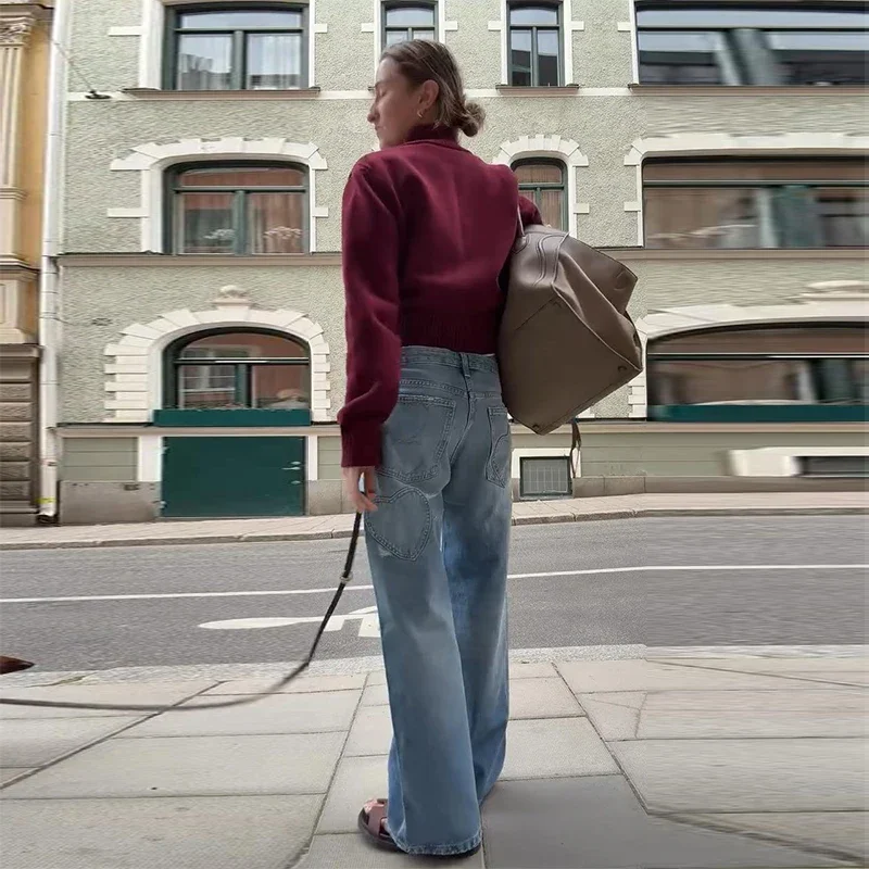 Damenmäntel mit Stehkragen, Doppelreißverschluss, kurzer Strickcardigan, Herbst, Damen, lange Ärmel, Taschen, einfarbig, schlanke Strickwaren, neue Oberteile – Detail 12