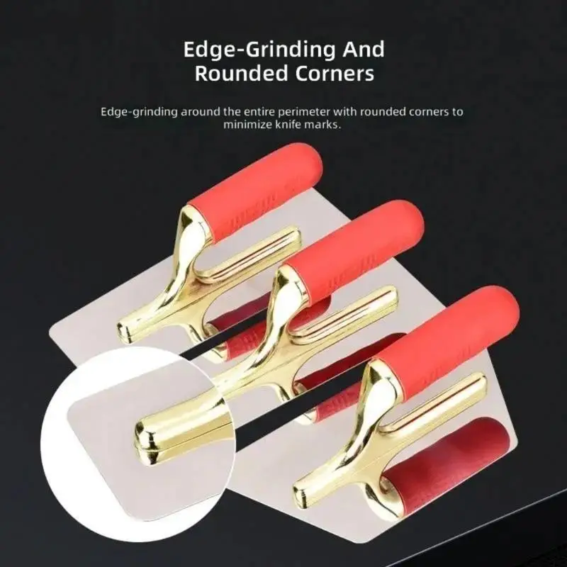 Stainless Steel Plastering Trowel with Raised Handle and Rounded Blade Corners for Decorative Texture and Finish Work D2RD