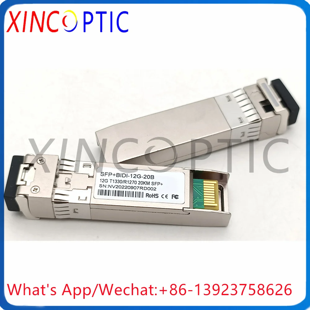 1Pairs  12G BIDI Simplex Single Fiber Mode 10KM 20KM SDI LC SFP+ Transceiver To Optical Converter For Black Magic Device