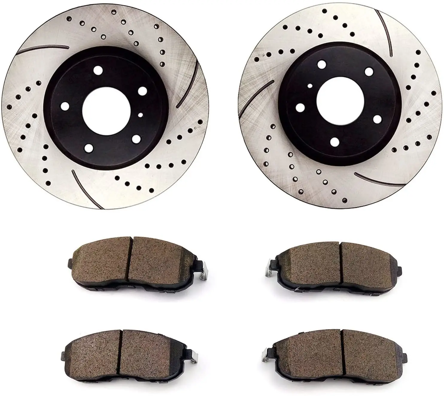 QYT10026 Front Brake kit with Drilled Slotted Rotors and Ceramic Brake pads for Infiniti G35  Nissan 350Z 2003-2005 saab 2010