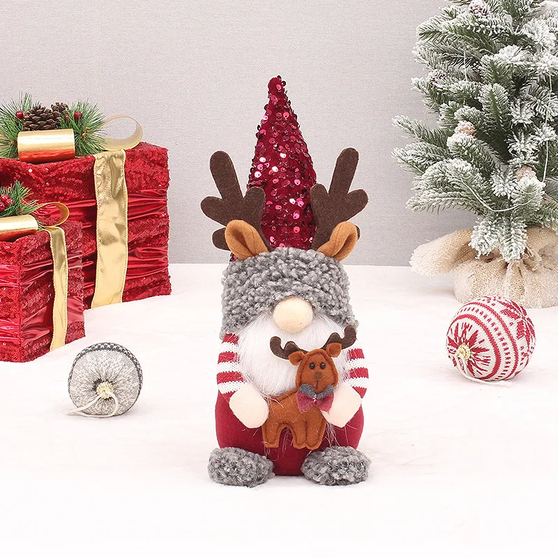 Christmas decorations Sequin ornaments Fabric hat Sitting posture Faceless doll Rudolph Doll Gnome Creative decorating Christmas