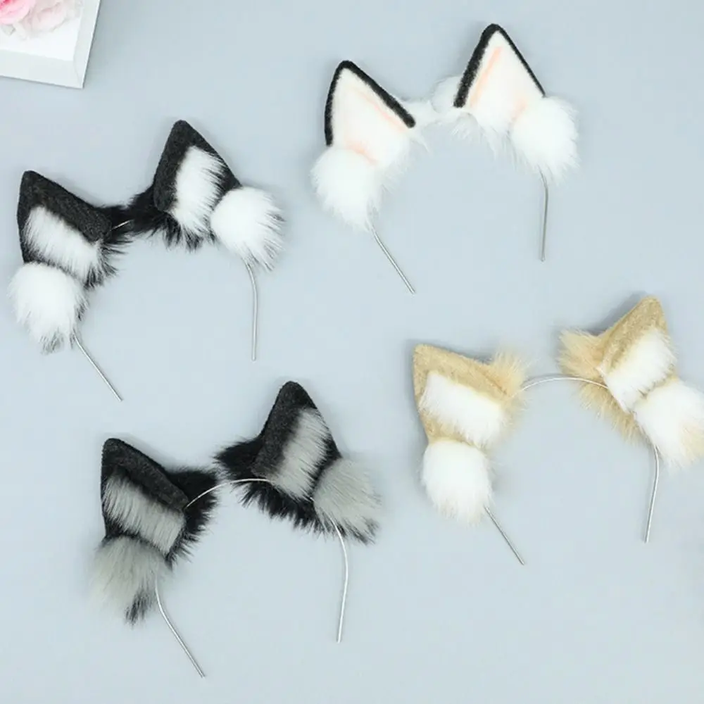 Hairband 20cm Doll Headwear Ear Cat Wolf Ears Tails Idol Doll Headwear Cat Ear Soft Black White Headwear for Cotton Doll view 5