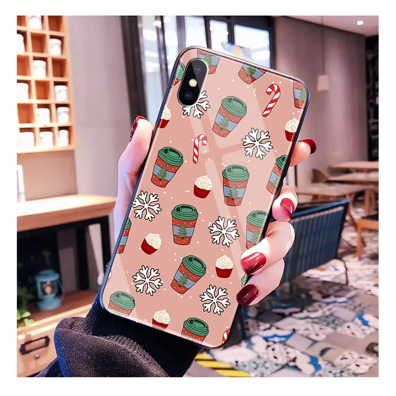 

Cartoon Cute Christmas Aesthetic Glass phone case For iPhone 17 Pro Max Air 17 16 15 14 13 Pro Max 15 16 Pro 15Plus Case