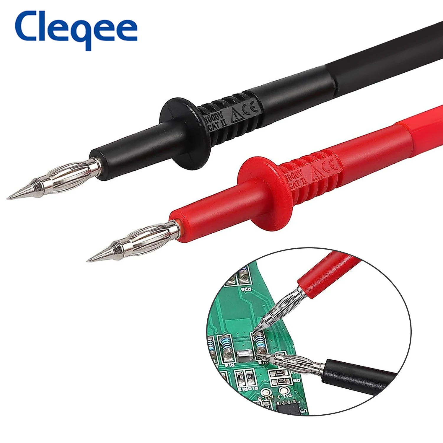 Cleqee P5011 32A ทดสอบมัลติมิเตอร์4มม. ปลั๊กกล้วยพร้อมแจ็ค4มม. เครื่องมือทดสอบ IC หุ้มฉนวนทองแดงแบบ2 in 1 1000V