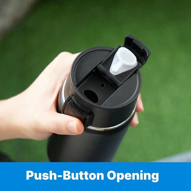 A46T Auto Flip Replacement Lid for Hydroflask 12 16 18 20 32 40 64oz Wide Mouth Bottles, Replacement Lid Cap with Button Lock