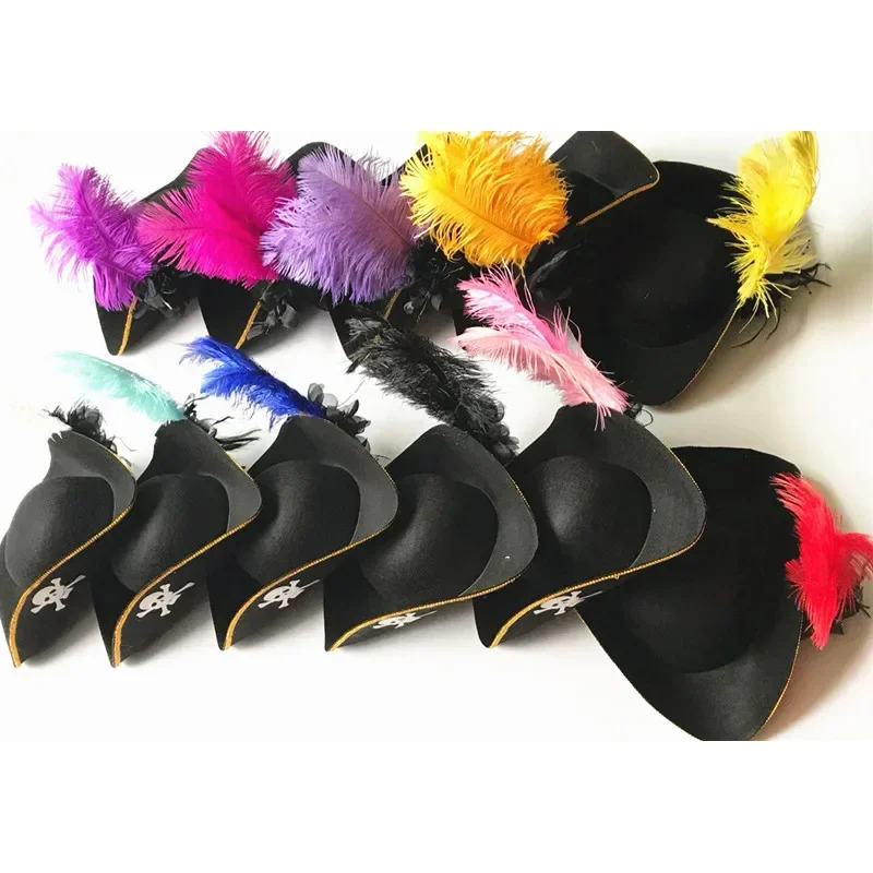 Bear House AA Jack Sparrow Captain Rustic Tricorn Cap Black Ancient Hats Vintage Feather Hat Pirate Court New 2025 WKD001