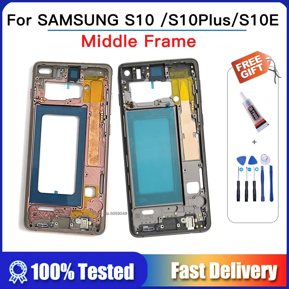 For Samsung Galaxy S10 G973 S10E G970 S10Plus S10+ G975 Middle Frame Midplate Bezel Chassis Housing Replacement + Side buttons