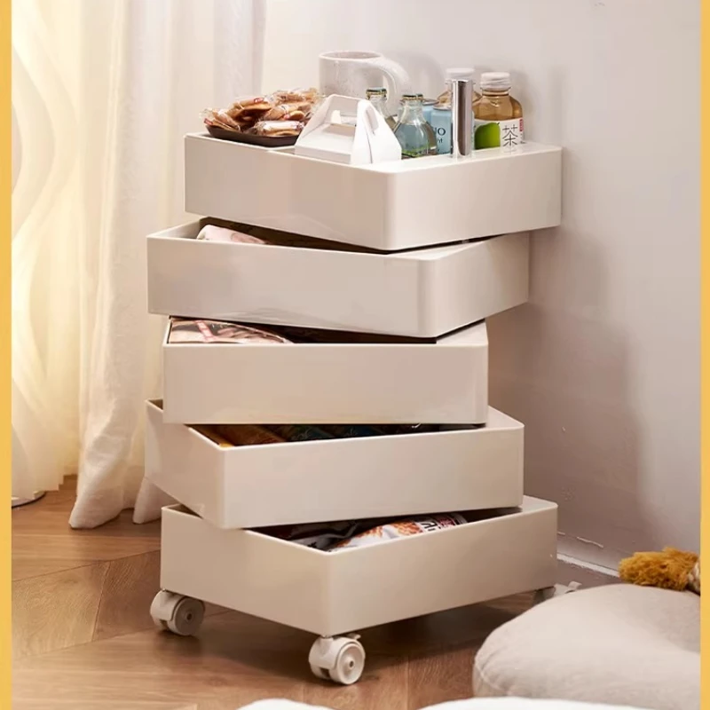 

Мобильный вращающийся шкафчик, подстольный шкаф для хранения, тележка для хранения закусок и косметики, боковой шкафчик с выдвижными ящиками