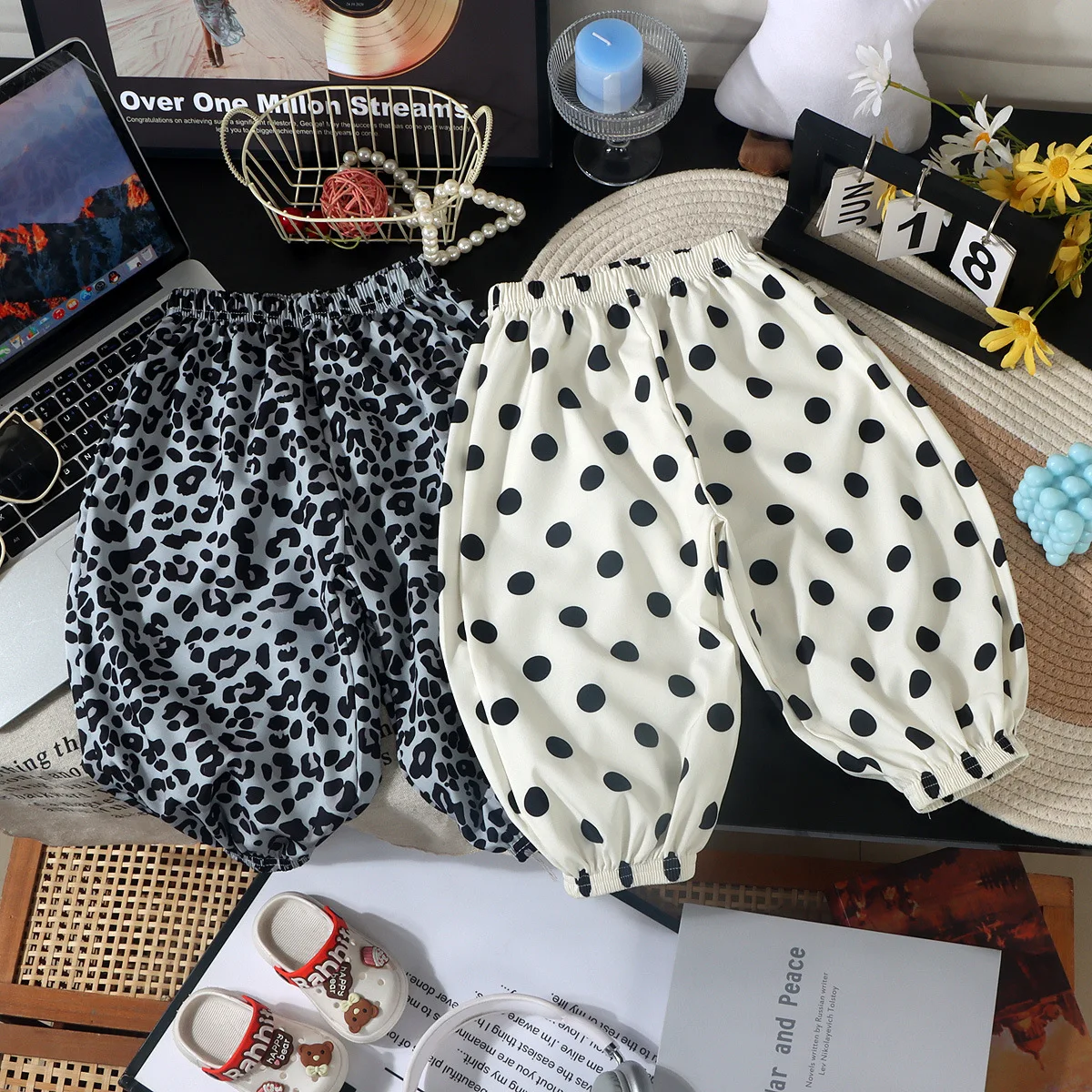 

Детские брюки в корейском стиле для малышей, весенне-летние брюки с точечным принтом